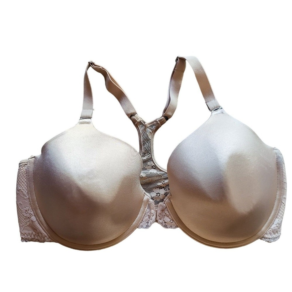 Maidenform Bra 38DD‎ Womens Tan Lace Back Underwired Padded Front Closure
